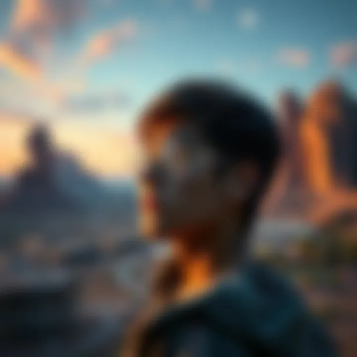 A person looking confused in a surreal landscape, symbolizing a parallel universe experience