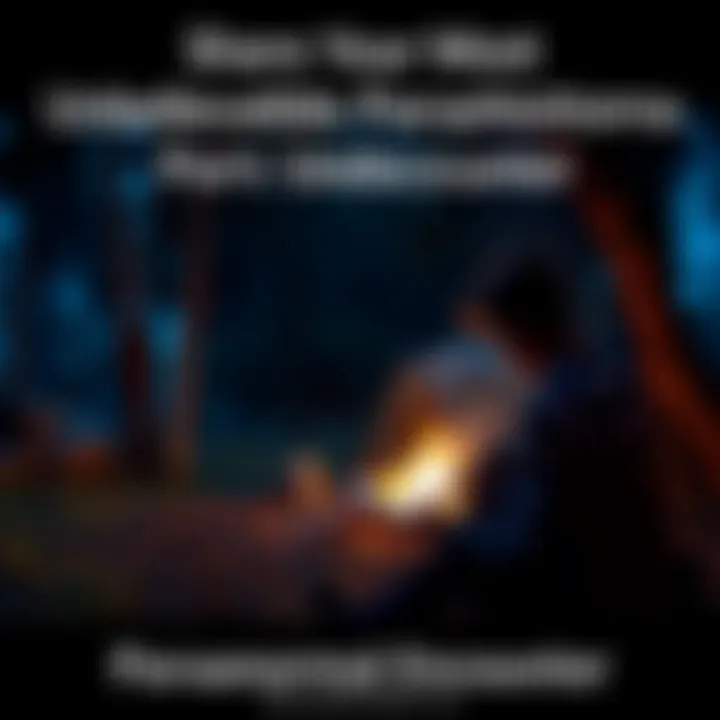 A person telling a spooky story around a campfire at night with shadows of trees in the background