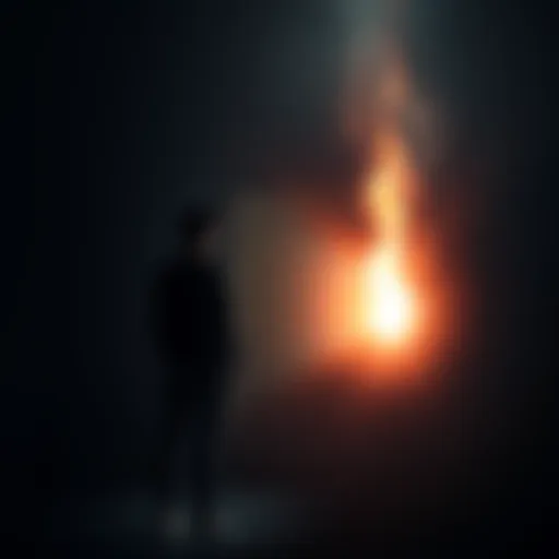 Individual standing in a dimly lit room, gazing at a flickering light, suggesting a supernatural experience