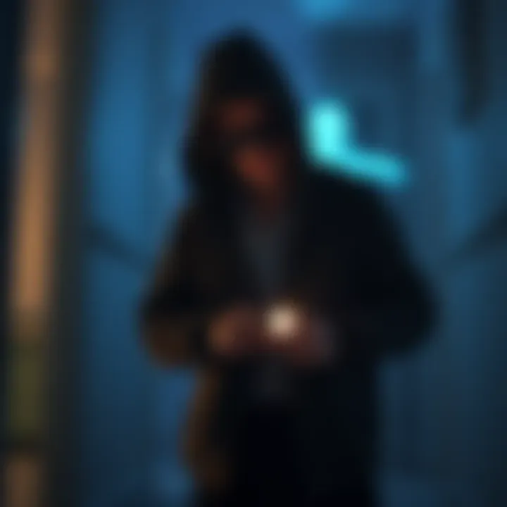 A paranormal investigator in a dark room, holding a flashlight, with a faint ghostly shadow in the background suggesting a spooky presence.