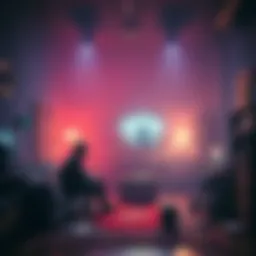A paranormal investigator sitting in a dimly lit room, discussing experiences with ghosts and UFOs, surrounded by research materials and equipment.