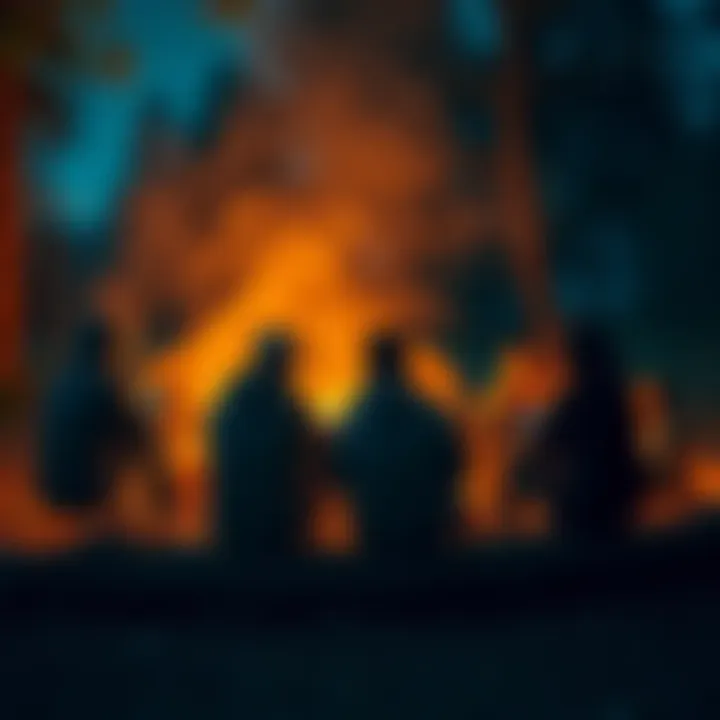 Group of individuals discussing personal experiences with paranormal events around a campfire
