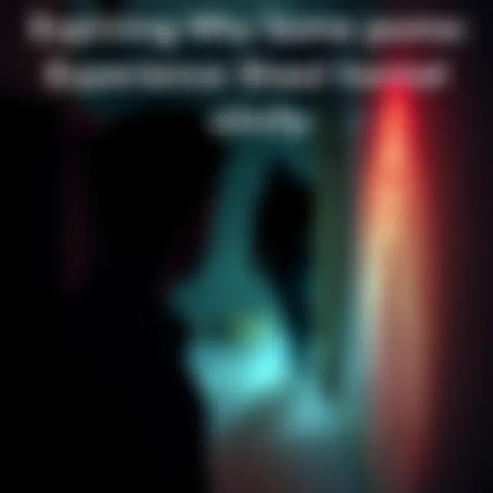 Individual witnessing a shadowy figure in a dimly lit room