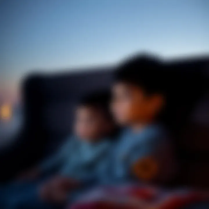 A parent and their four-year-old son sitting together, both looking thoughtful and connected, with a serene background that suggests a peaceful bond.