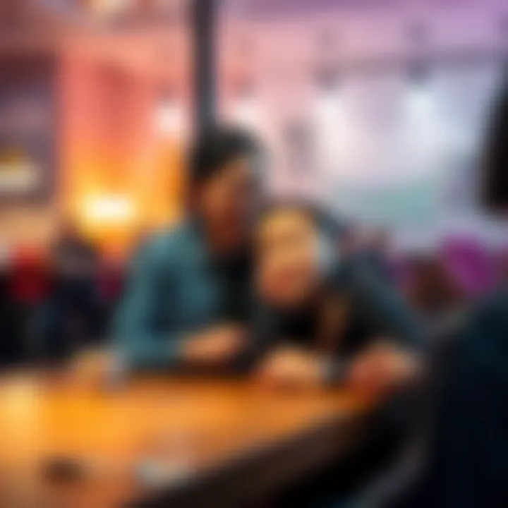 A parent and their daughter sitting at a table, having a conversation with warm expressions on their faces, showing a moment of connection and understanding.