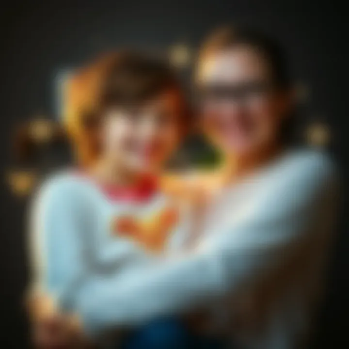 Parenting a Taurus or Gemini Rising Child A happy parent holding a child with stars and zodiac symbols around them, illustrating astrological influences on parenting.