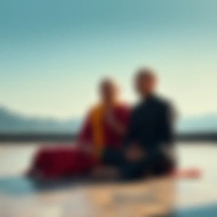 Paris Jackson sits peacefully in meditation next to Buddhist monk Venerable Walpola Piyananda in a serene setting.