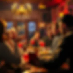 A lively gathering of friends sharing outrageous conspiracy theories, with surprised expressions and snacks on a table