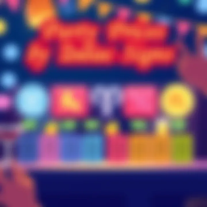 A colorful illustration showing different zodiac signs with their corresponding humorous party entry fees, featuring astrological symbols and playful graphics.