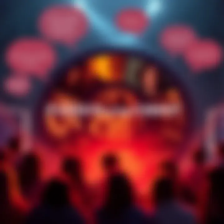 A film reel featuring scenes from Passion of the Christ, surrounded by discussion bubbles showing people's memories.