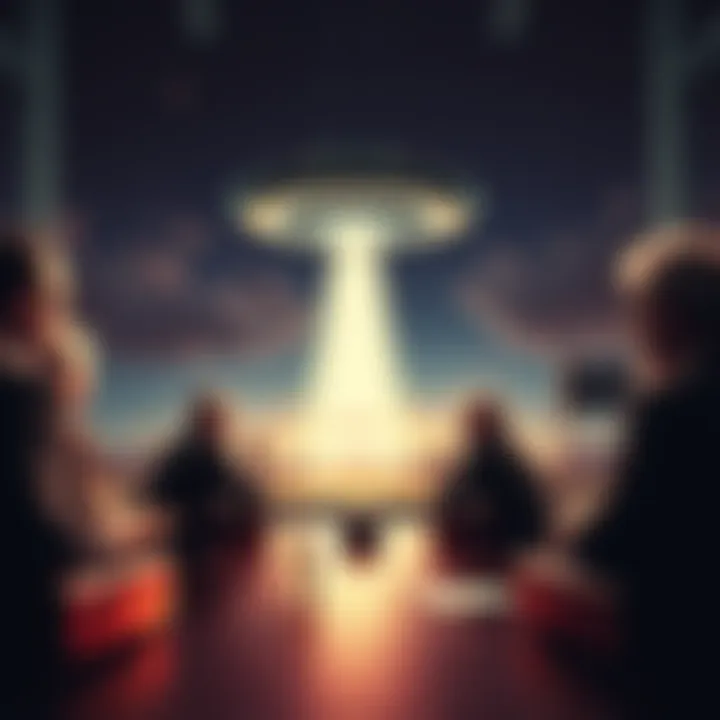 Pastors Discuss UFOs A group of pastors in a meeting discussing UFO disclosures and preparation for congregations.