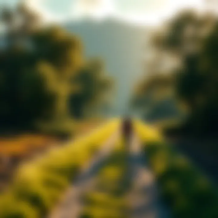 A person walking along a peaceful path surrounded by nature, reflecting on their journey towards personal growth.