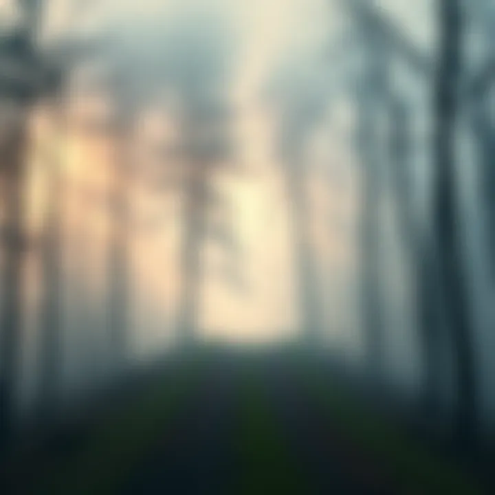 A tranquil scene showing a foggy path leading through a forest, representing a connection between the earthly realm and spiritual dimensions.