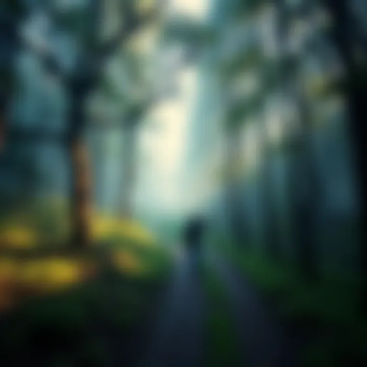 A person walking on a winding path through a forest, symbolizing the journey of self-identity and emotion.