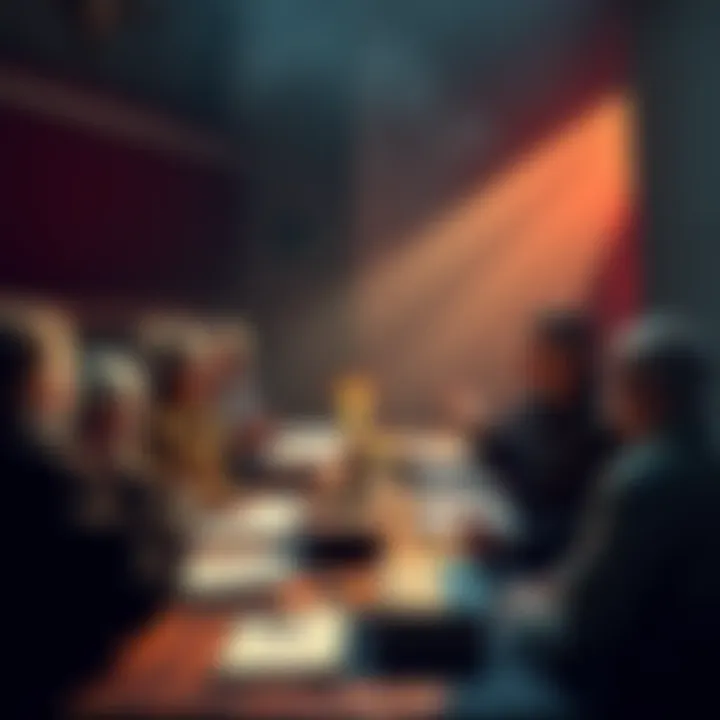 A gathering of people discussing the teachings of The Path Royale, with books and notes on a table