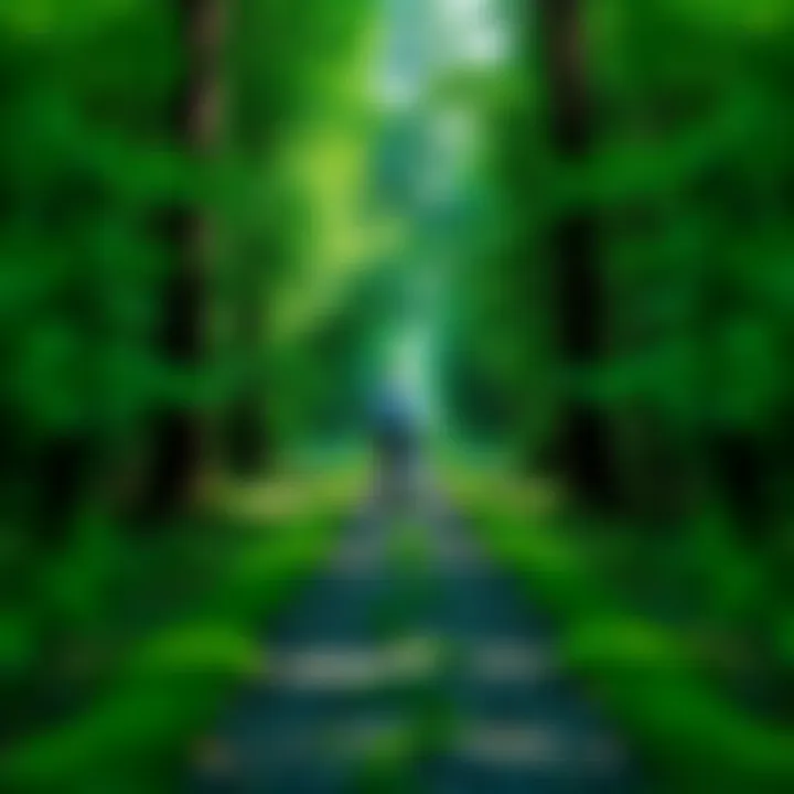 A person walking a serene path through a green forest, symbolizing the journey of letting go of guilt and regret.