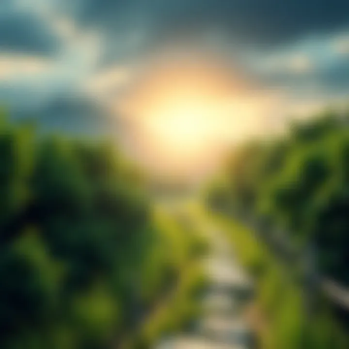 A serene landscape with a narrow path leading through lush greenery, symbolizing the journey towards forgiveness and enlightenment