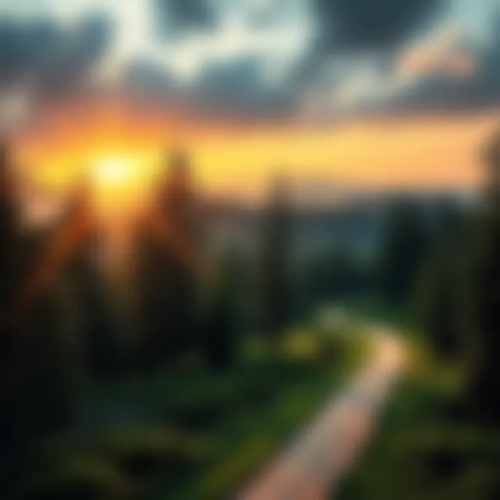 A serene landscape showing a winding path through a dense forest, symbolizing the journey of true awakening.