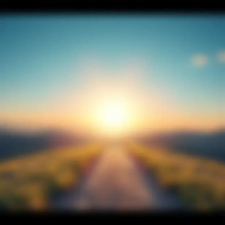 Pathway to Positivity A serene landscape with a clear path leading toward a bright horizon, symbolizing hope and personal growth.