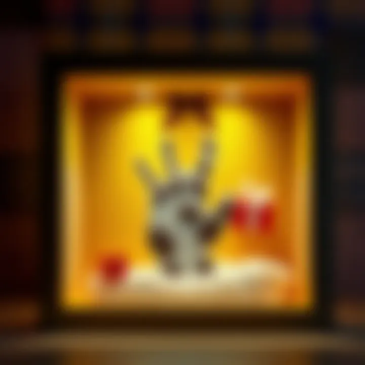 A quirky patty print cast displayed in a decorative shadow box, perfect for holiday humor.
