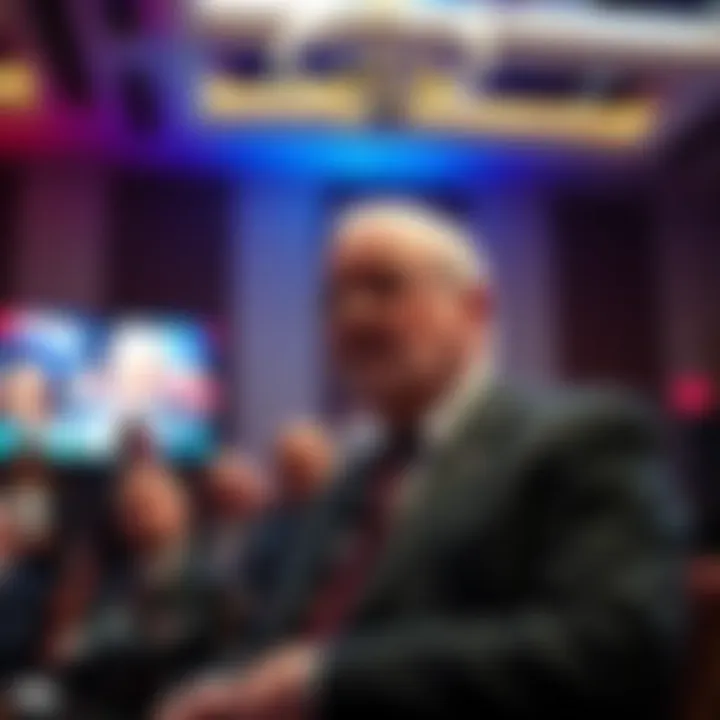 Paul Hellyer, former Canadian Defense Minister, speaking at a conference about non-human intelligence and government transparency.