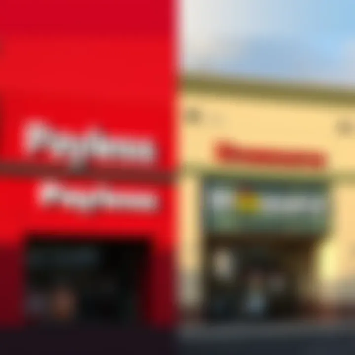 Side-by-side comparison of Payless ShoeStore and Shoesource logos on storefronts