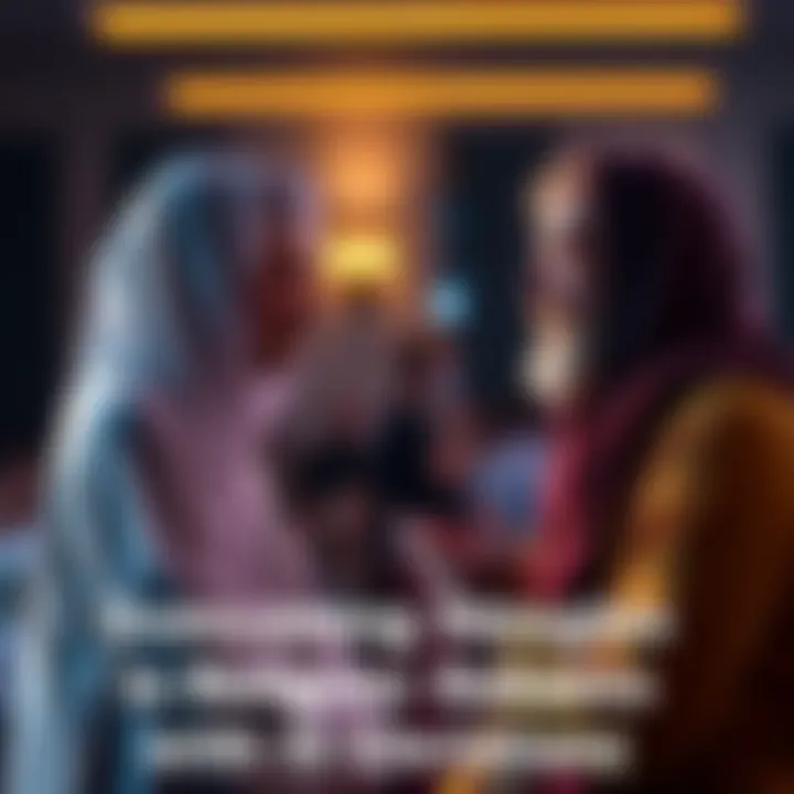 A calm conversation between two individuals with diverse religious beliefs, showing mutual respect and understanding.