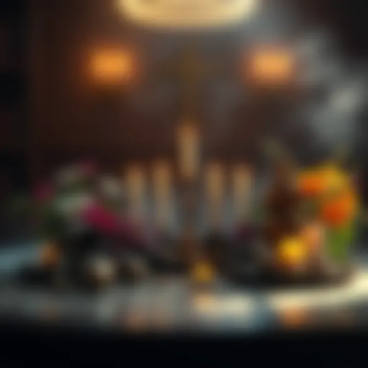 A serene altar adorned with candles and fresh flowers, symbolizing a respectful connection with the gods.