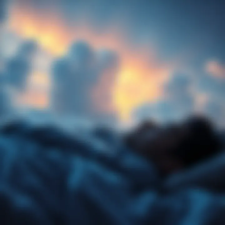 Peaceful Sleep for Lucid Dreaming A person sleeping peacefully with dream-like clouds and stars above them, representing lucid dreaming techniques without night disruptions.