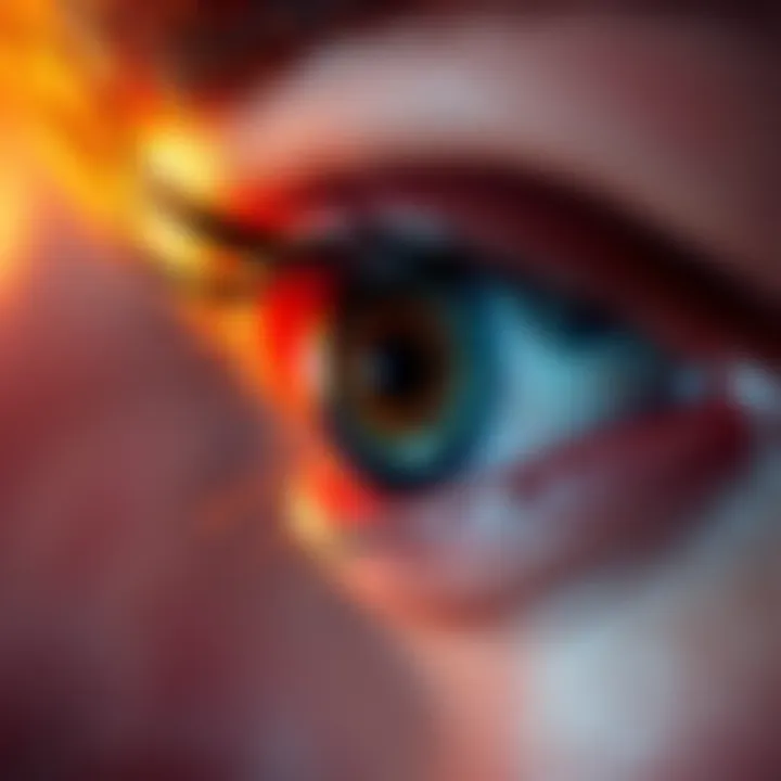 A close-up of an eye showing unusual features that raise concern, with a blurred background highlighting the eye's details.
