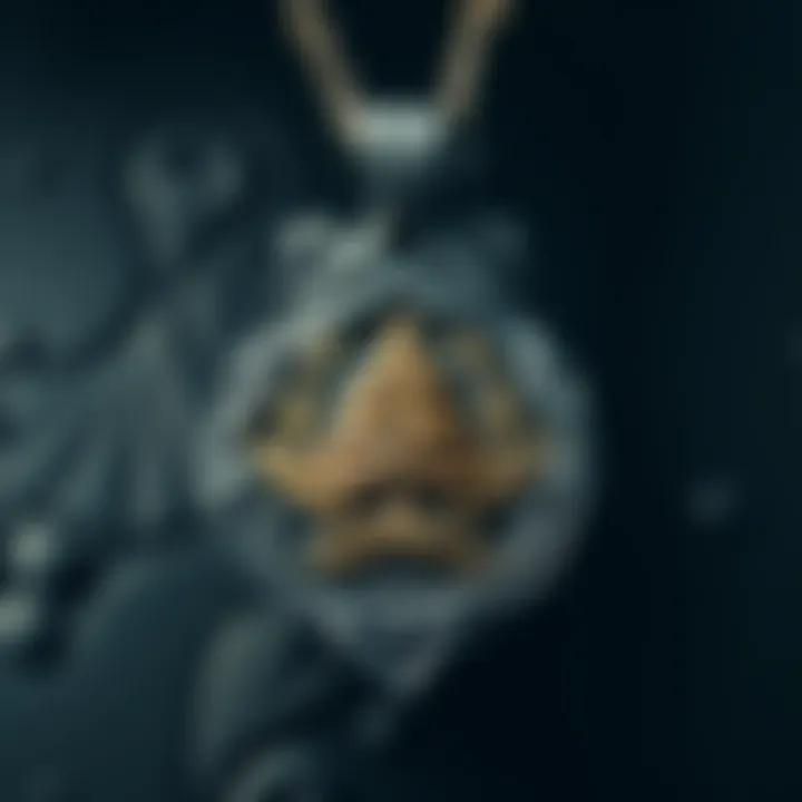 Intricate Pendant Design A captivating pendant featuring a pine tree and crossed swords, hinting at rich history and personal stories.