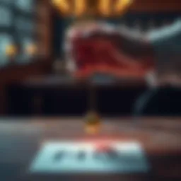 A hand holding a pendulum above a question marked on a table, symbolizing divination and decision-making.