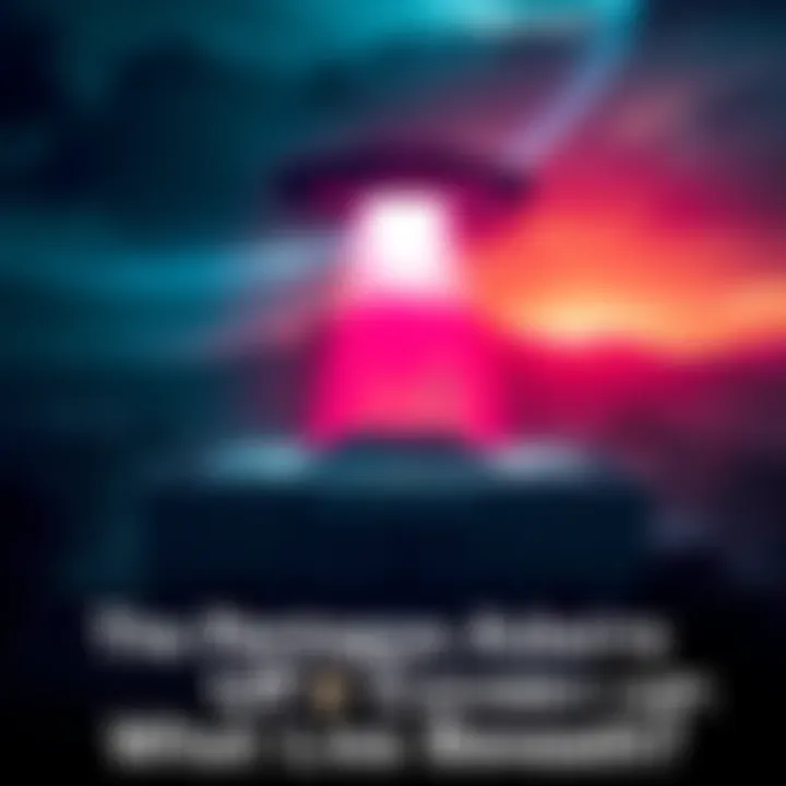 A dramatic scene depicting a mysterious UFO hovering over the Pentagon, with a spotlight illuminating the craft against a dark sky.