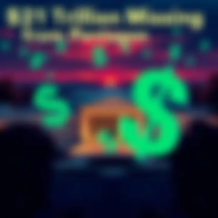 View of the Pentagon building with large dollar signs superimposed, symbolizing missing funds