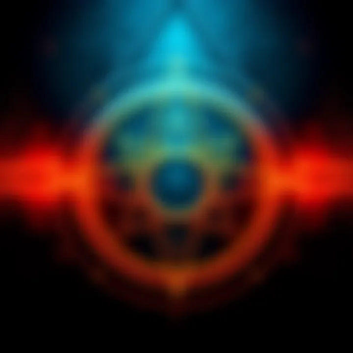 Pentagram Line Artwork Artistic representation of the Pentagram line with historical symbols and patterns.