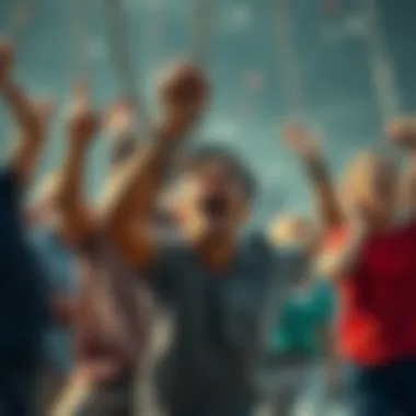 People breaking free from chains A group of diverse individuals breaking free from chains that represent societal control, expressing determination and hope for change.