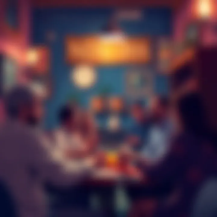 A cozy gathering of people discussing spirituality and personal experiences in a friendly setting.