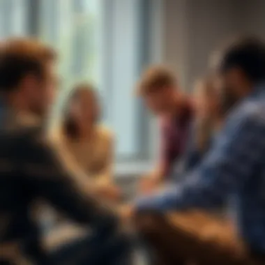 A group of diverse individuals sitting in a circle, sharing their thoughts and feelings, showing genuine emotional connection