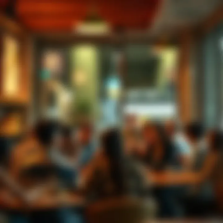 A diverse group of people gathered in a cozy cafe sharing ideas and discussing their interests