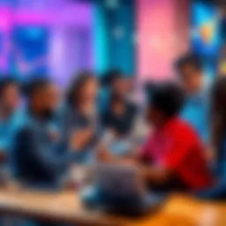 A diverse group of people engaging in an online chat, sharing thoughts and feelings with each other.