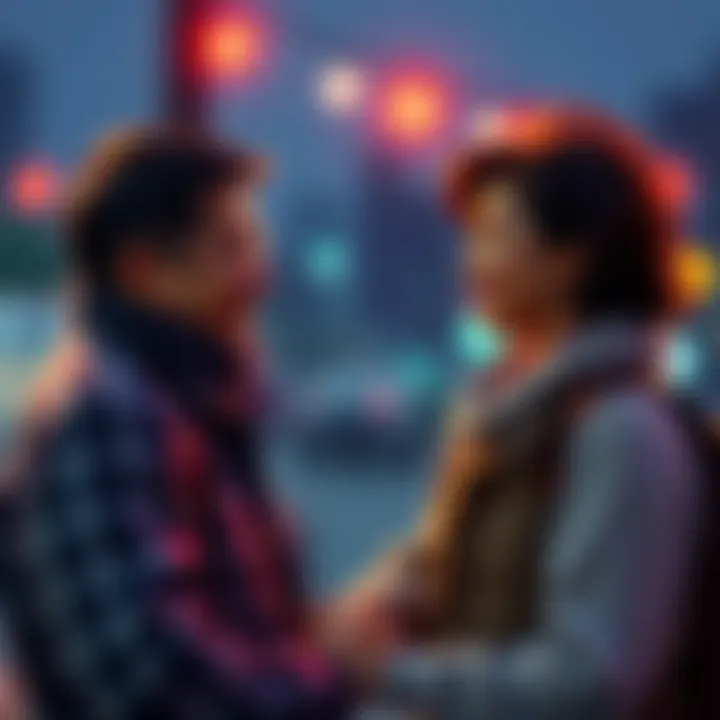 Two people connecting through a shared moment A pair of individuals sharing a heartfelt conversation, symbolizing emotional bonds and connection.
