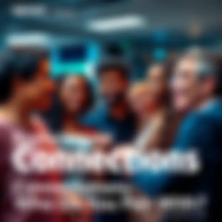 People Connecting A group of diverse individuals engaging in conversation and laughter, representing different relationships and connections between them.