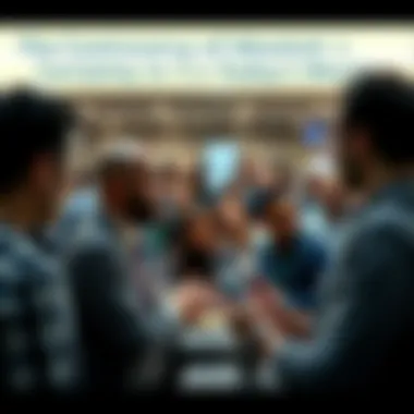 A group of people engaged in a heated discussion about beliefs and certainty in a public space