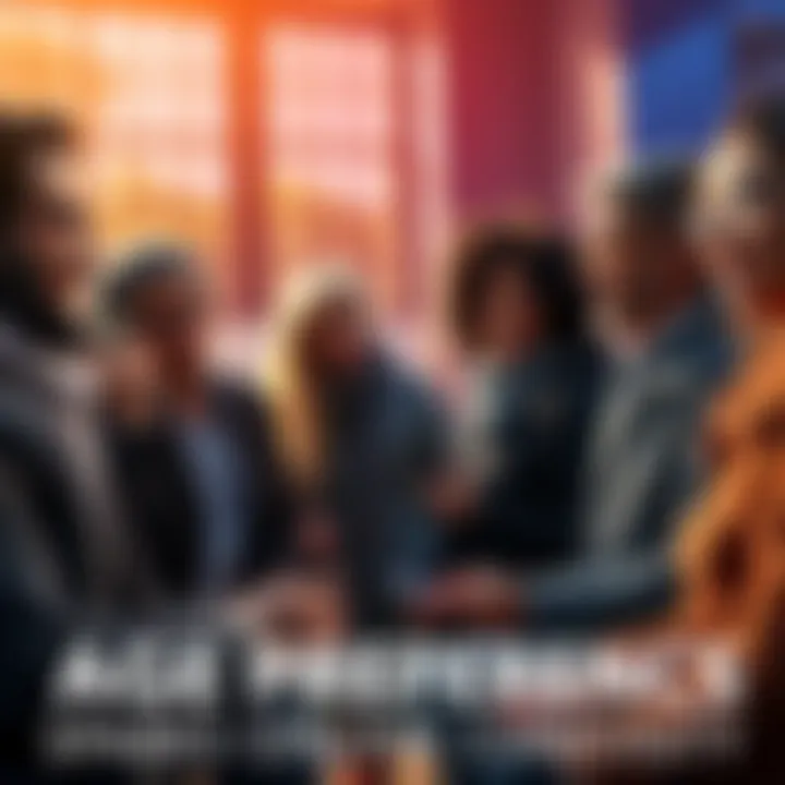 A group of diverse people engaged in a lively conversation about age preferences and insights.