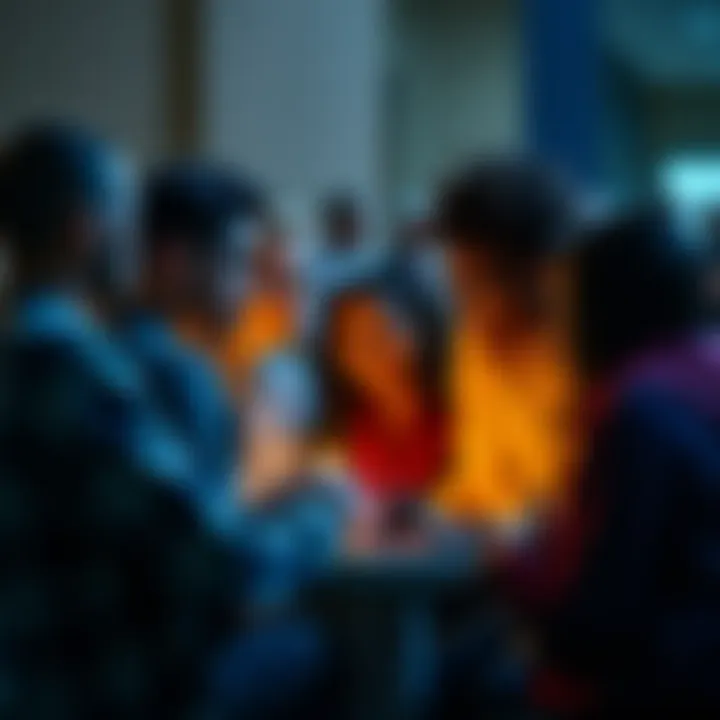 A group of diverse individuals discussing the conflict between compassion and marginalization, with a focus on Christian values.