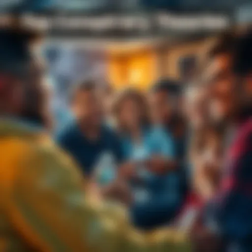 A group of diverse people sharing thoughts about various conspiracy theories in a lively conversation