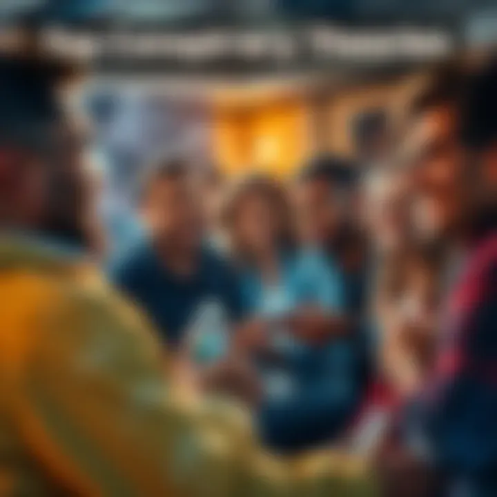 A group of diverse people sharing thoughts about various conspiracy theories in a lively conversation