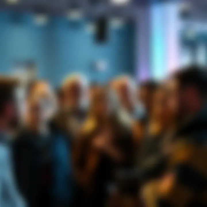 A diverse group of people talking about conspiracy theories, some looking skeptical and others curious, in a casual setting