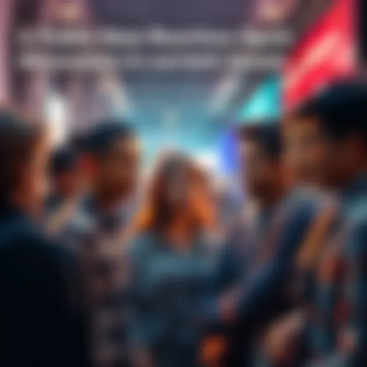 A diverse group of people engaged in conversation about current issues in a public setting.