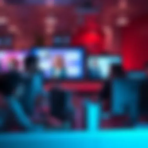 A group of people engaging in a lively conversation on computer screens, illustrating online discussions and miscommunications.